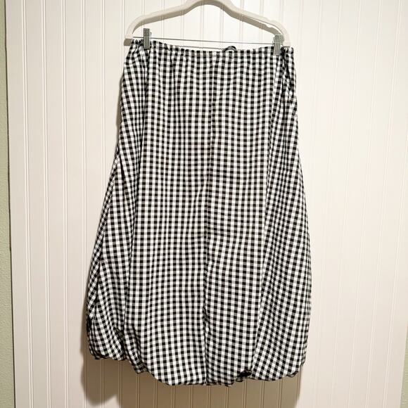 Emerson Lang Gingham Midi Skirt Bubble Hem Size XL - Picture 7 of 7